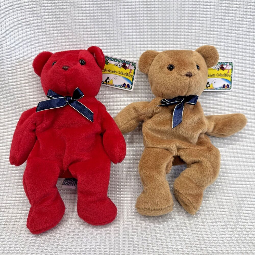 2 Velveteenie Collectibles Beanie Teddy Bear Byron A&A Plush Inc 06190 06191 NWT
